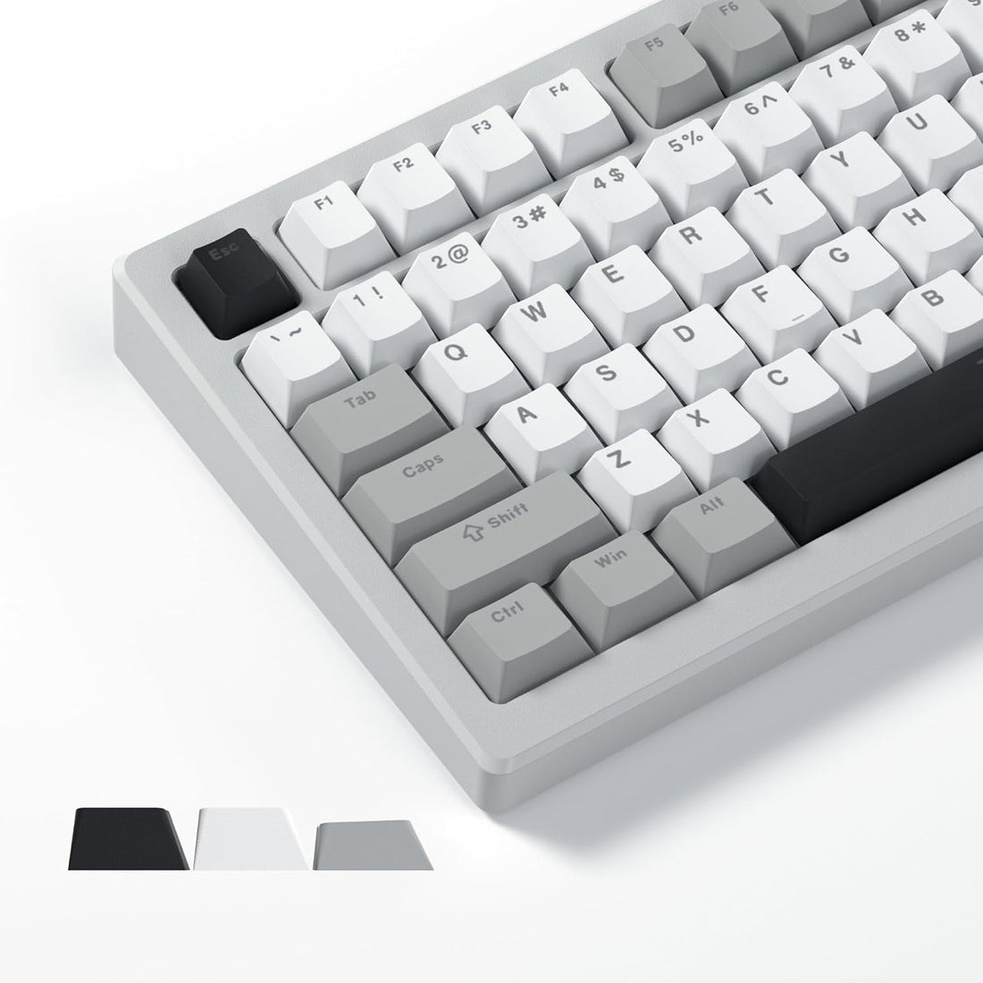 Best Shine-Through Keycaps: White & Gray Cherry Double-Shot PBT on a mechanical keyboard