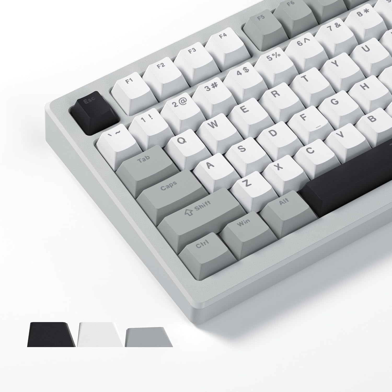 Best Shine-Through Keycaps: White & Gray Cherry Double-Shot PBT on a mechanical keyboard