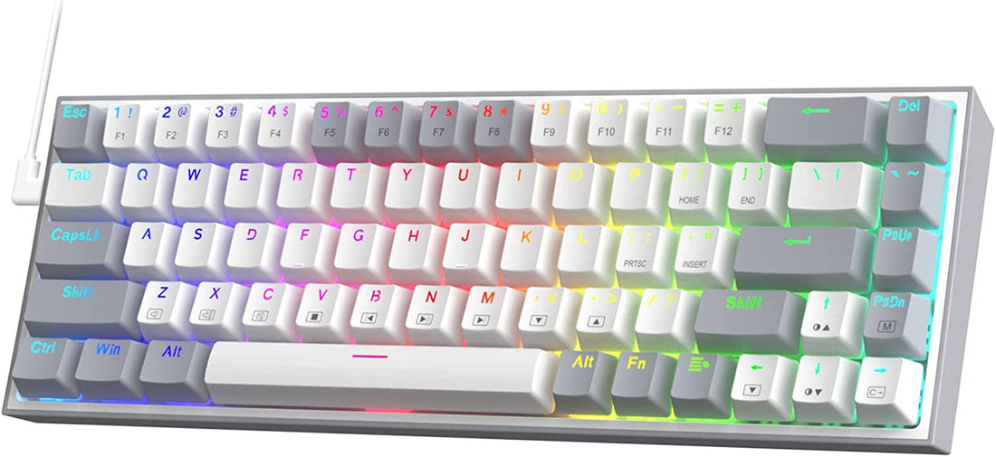 Redragon K631 Gery 65% keyboard on white background with detachable USB-C cable and RGB backlighting