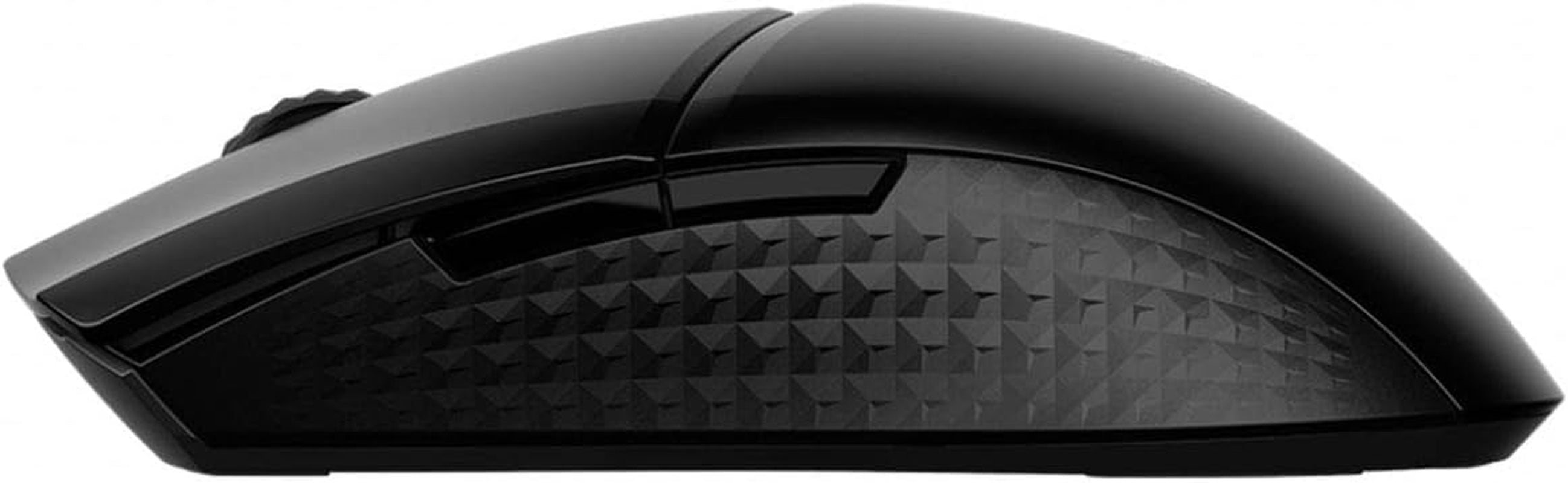 MSI Clutch GM41 lightweight wireless gaming mouse in matte black, side profile view