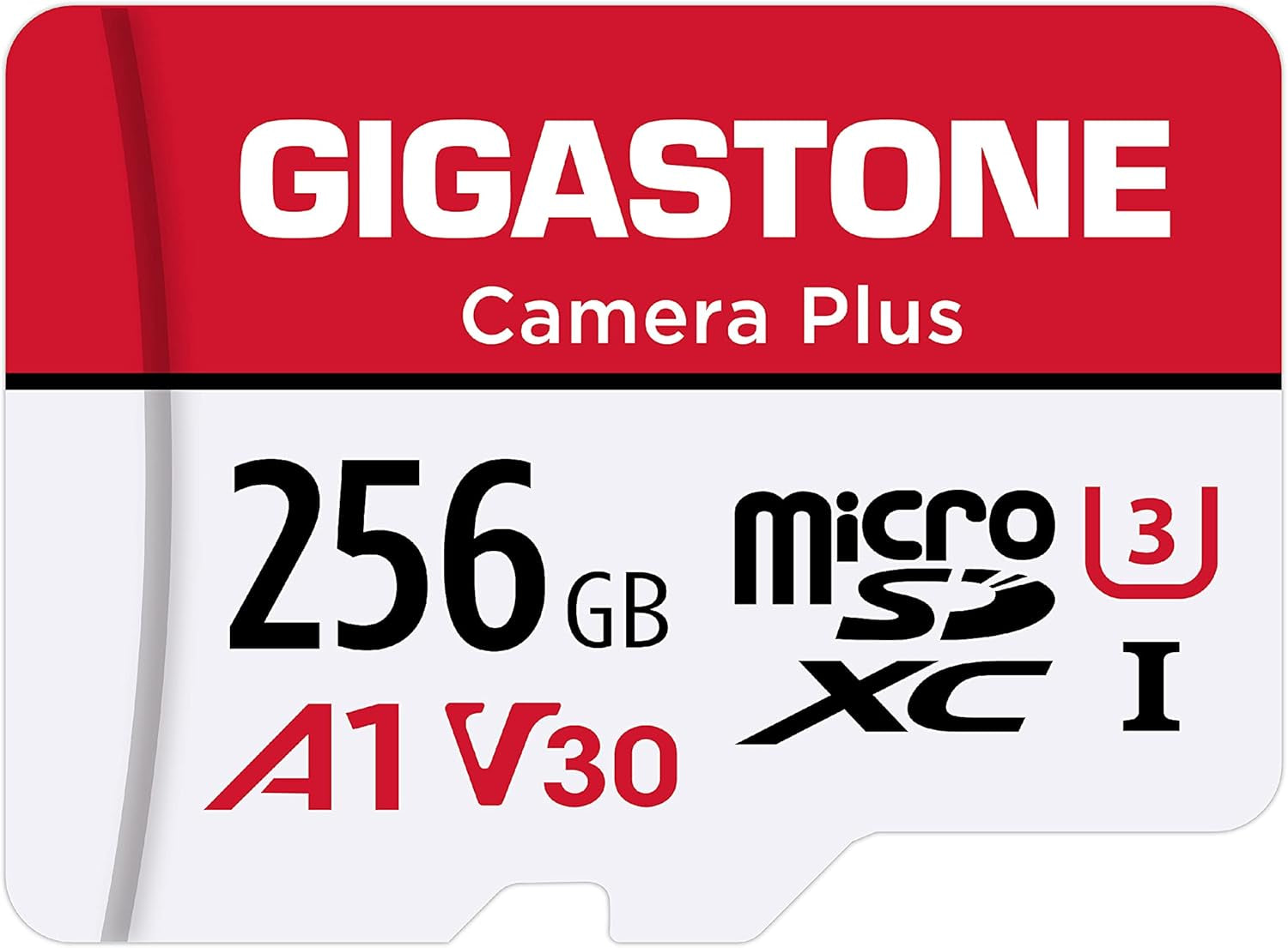 Gigastone 256GB microSD card with A1, V30, and U3 ratings for dash cam recording