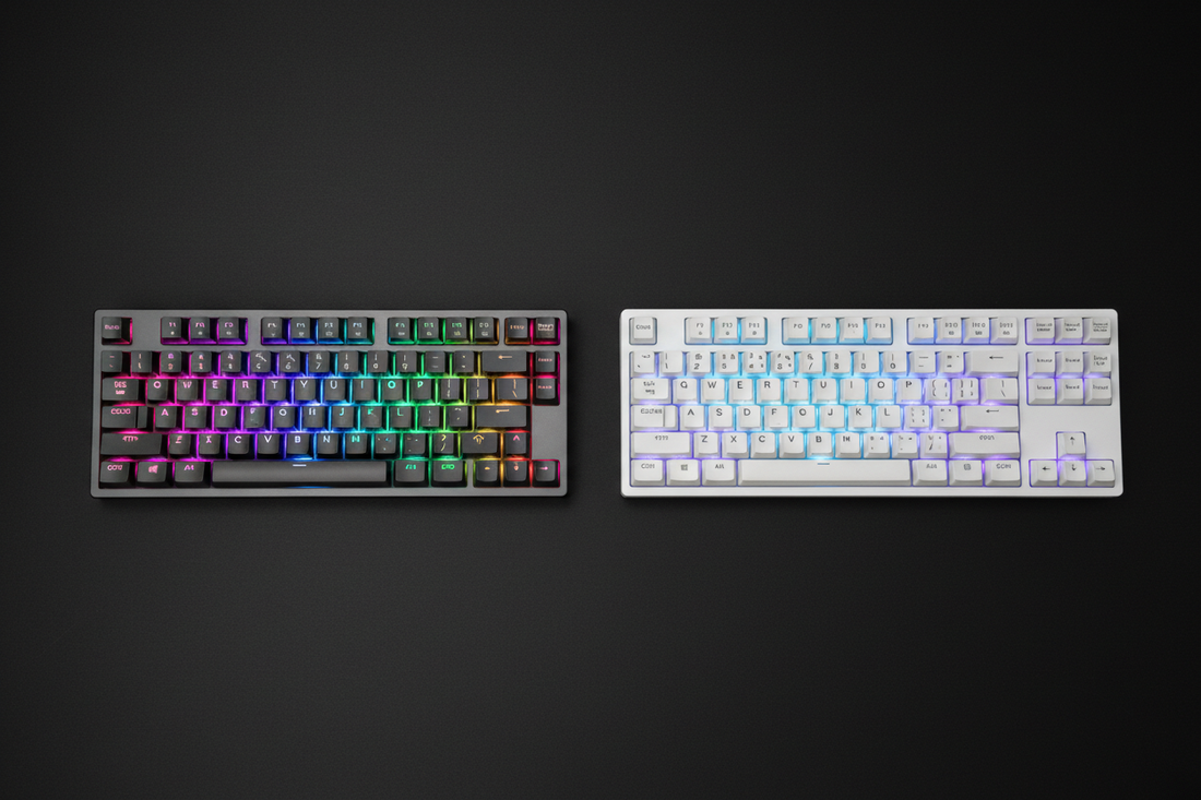 5% vs tenkeyless mechanical keyboard comparison showing both layouts side by side
