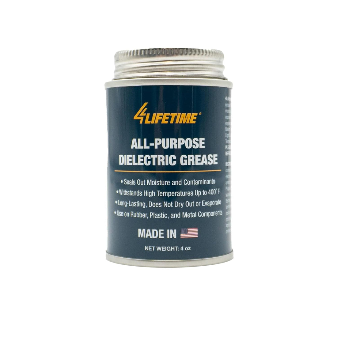4LifetimeLines All-Purpose Dielectric Grease 4oz can on white background