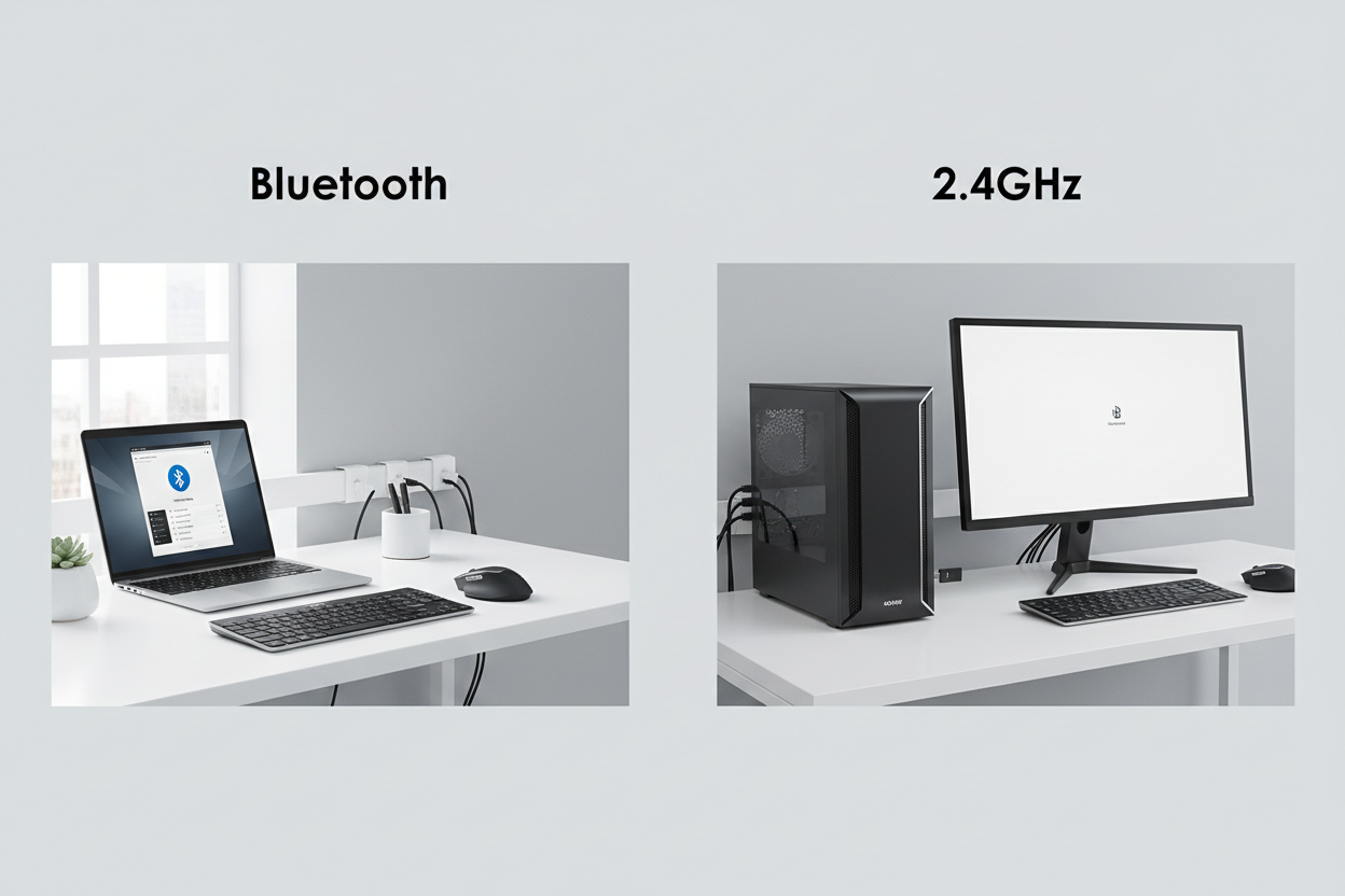 Bluetooth wireless setup vs 2.4GHz wireless setup side-by-side comparison