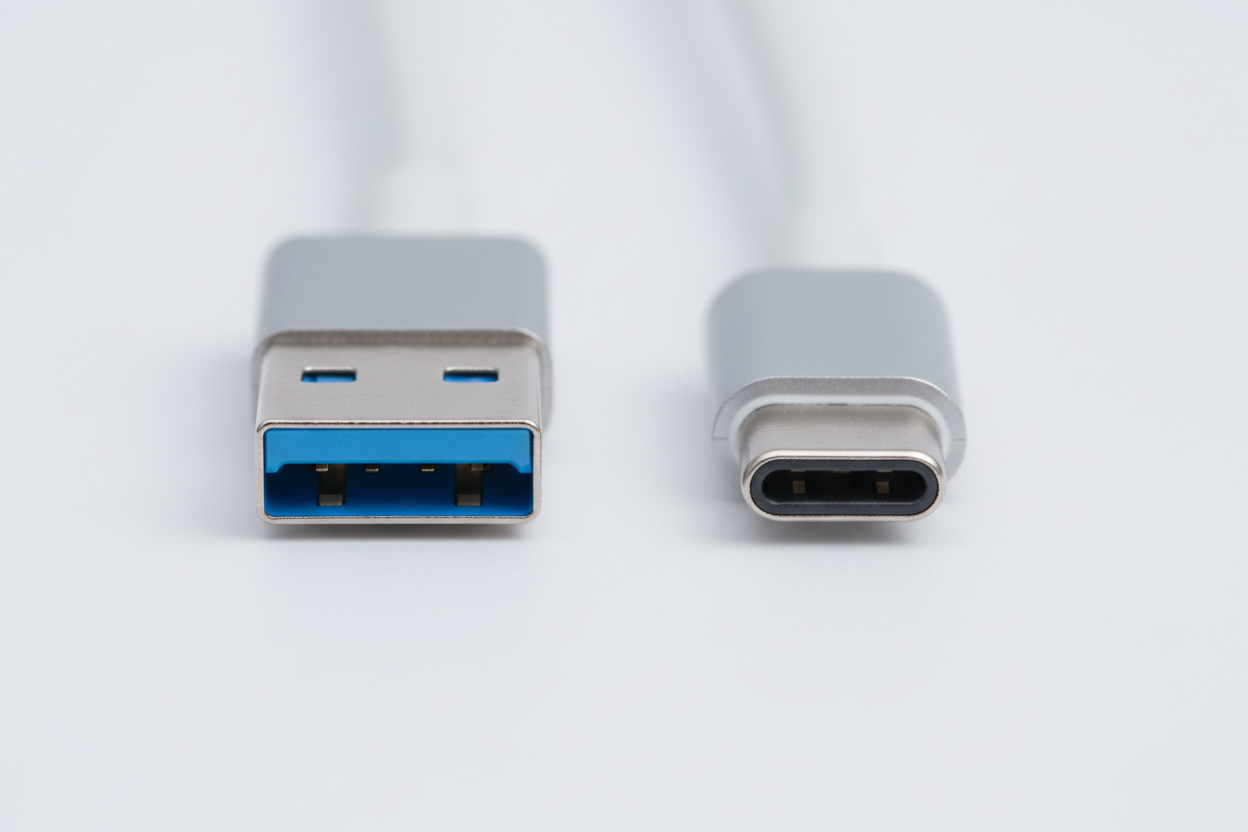 USB-A and USB-C chargers side by side comparison