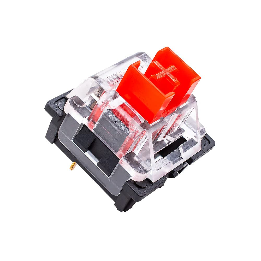 OUTEMU 3-Pin Red Linear Switch on a white background side-top corner view