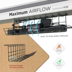Under-desk dust-proof cable tray with spacious design for better airflow and overheat protection
