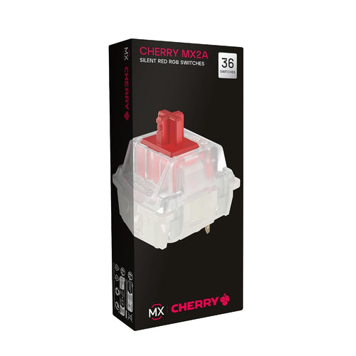 Cherry MX2A keyboard switch packaging with red switch on a white background