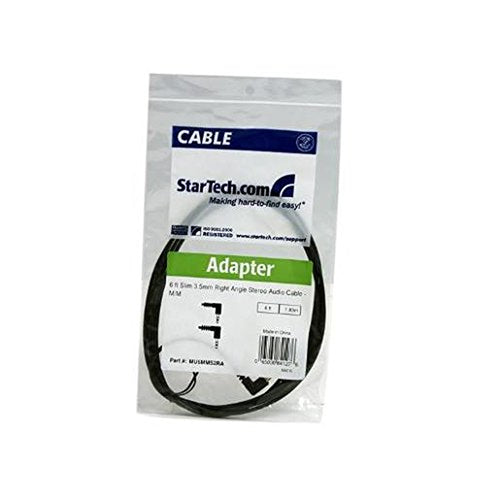 6 Ft. (1.8 M) Right Angle 3.5 Mm Audio Cable - 3.5Mm Slim Audio Cable - Right Angle - Male/Male - Aux Cable (MU6MMS2RA), Black