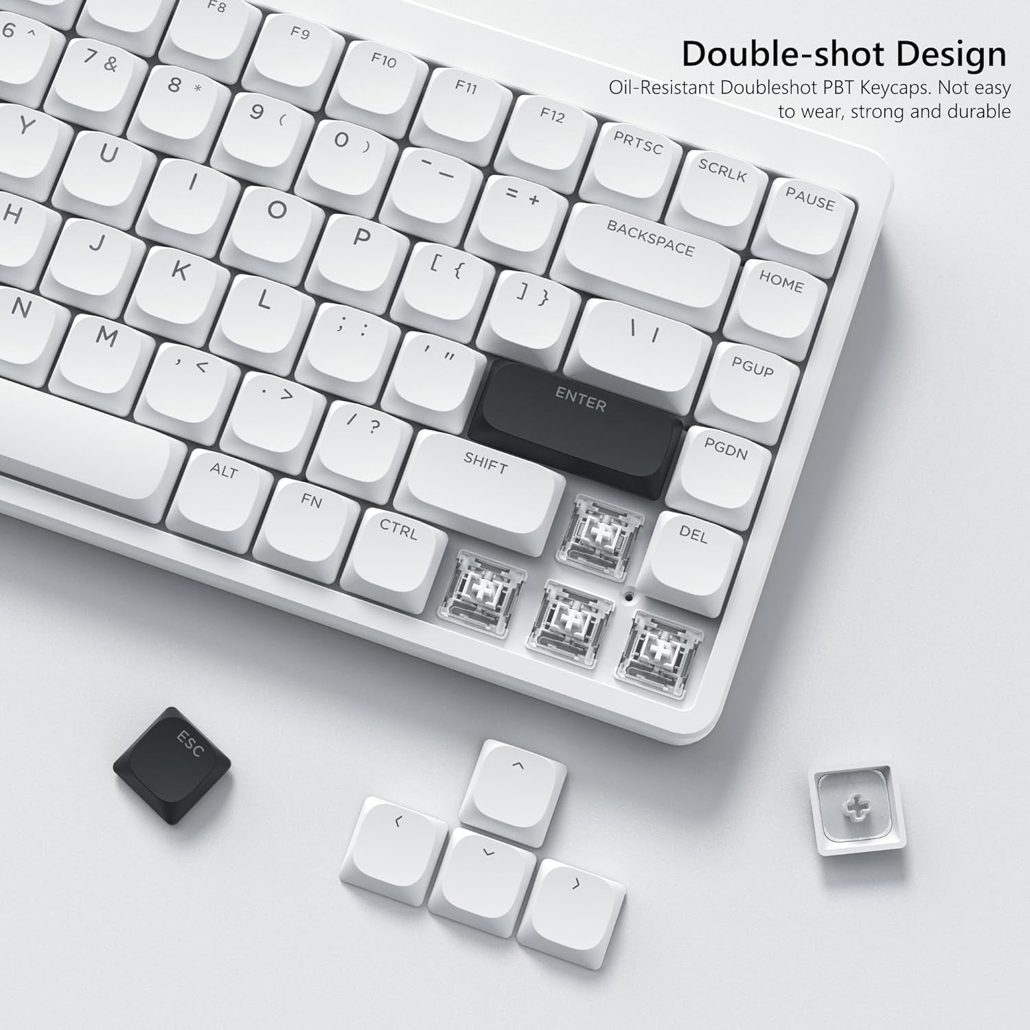 Keycaps, Low Profile Keycaps, Shine through Custom PBT Keyboard Key Caps for 60% 65% 75% 80% 100% Cherry Gateron MX Switches Mechanical Keyboard,White Backlight