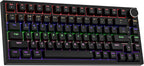 GM326 75% mechanical keyboard in black with multicolor RGB backlighting and volume knob, front angle view