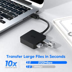 ICZI USB 3.0 Hub transferring data from laptop next to a book on a white desk