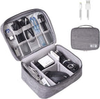 OrgaWise Grey Portable Three-Layer Electronics Organizer on white background