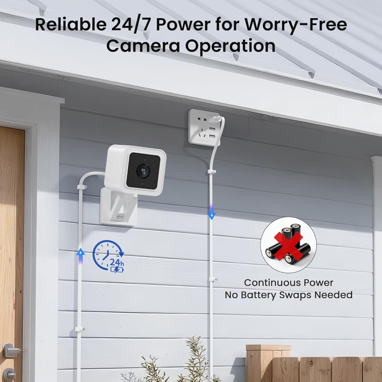 Micro USB Extension Cable 20FT 2Pack,Flat USB to Micro Long Charging Power Extender Cord Wire Replacement for Security Camera,Blink Mini/Xt2/Outdoor 3,Wyze Cam V4/Og,Eufy,Ring Spotlight Plus