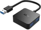 USB 3.0 hub for laptop 4-port compact in black on white background