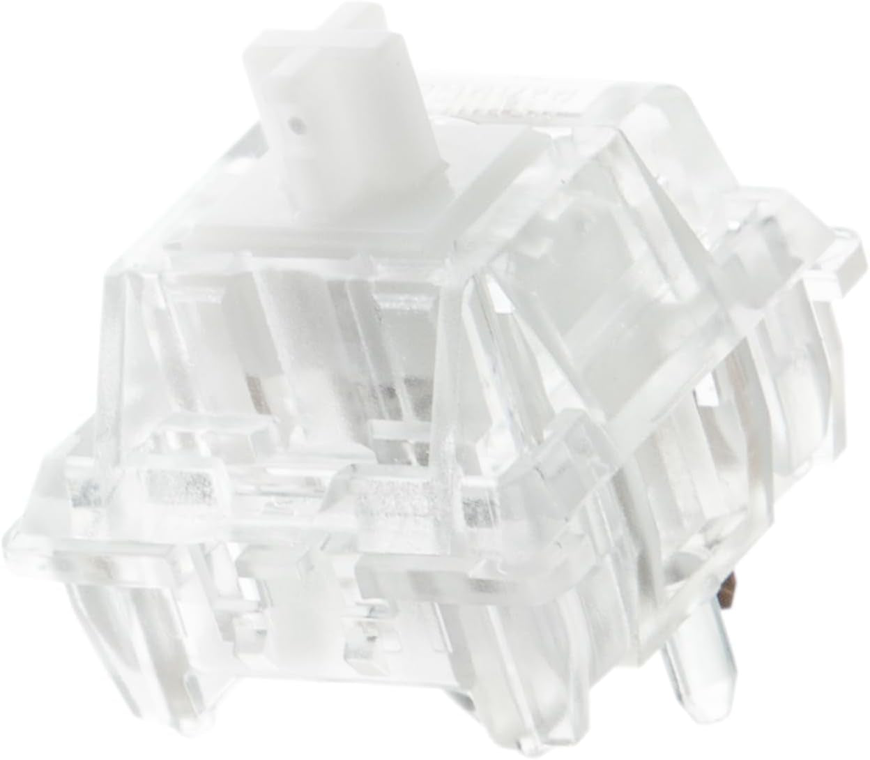 Epomaker Crystal mechanical keyboard switch with transparent PC case and white POM stem on white background