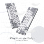 Two Redragon K617 Fizz 60% Grey and White Mechanical Gaming Keyboard on white and grey background