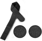 Large black cable tie and two close-up shots of the cable tie's material on a white background