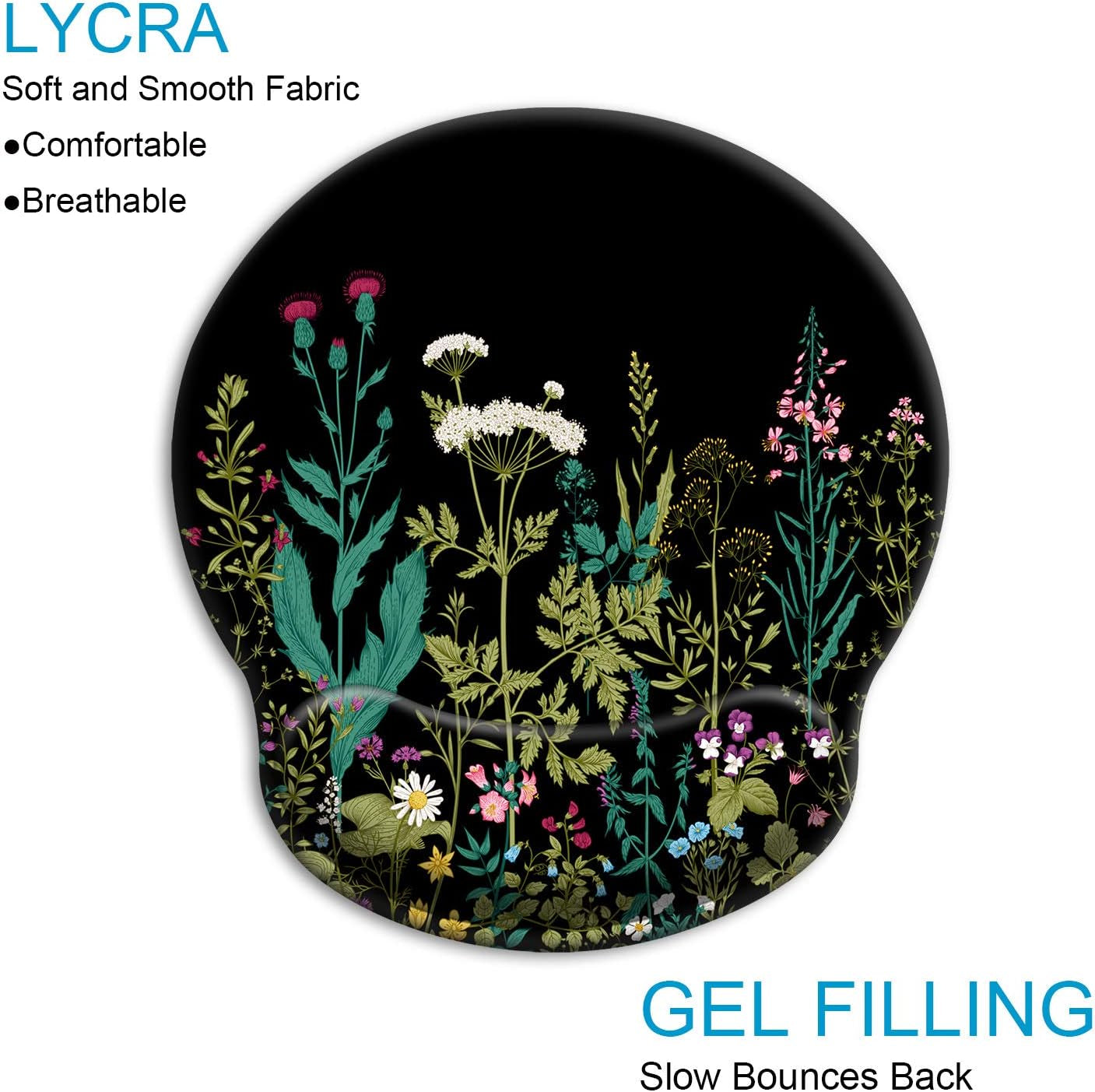 Ergonomic Mouse Pad with Wrist Support Gel [30% Larger], Cute Soft Wrist Rest Pad with Non-Slip Rubber Base, Easy Typing & Pain Relief - Garden Flowers