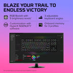 HyperX Alloy Origins Core - TKL Wired Mechanical Gaming Keyboard with HyperX NGenuity software on a pink and purple gradient background