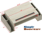 Monitor stand with measurements from all faces on a white background
