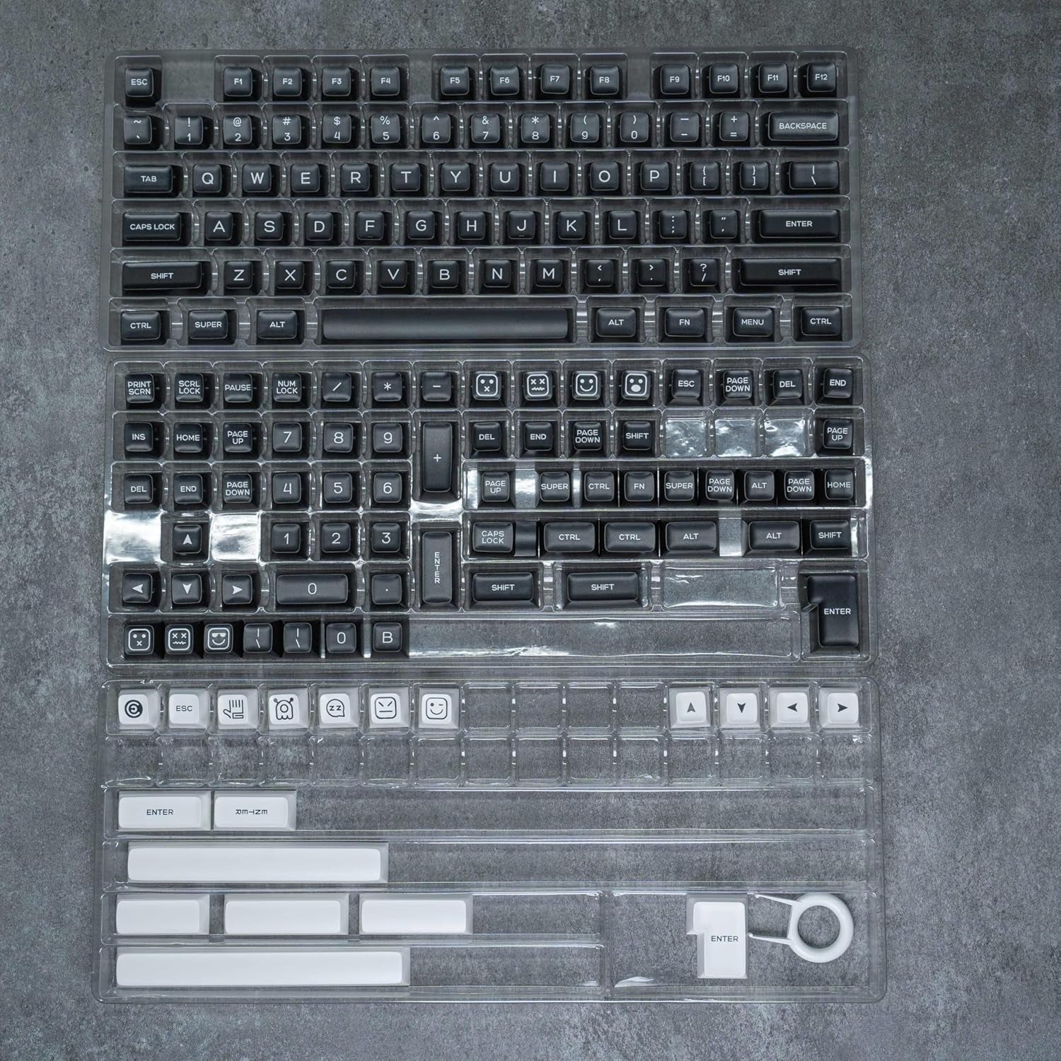 ULTRAEQUIP WOB Keycaps - 160 Keys Double Shot PBT Keycaps Minimalist Style SA Liked Profile White on Black Custom Set for Alice ISO ANSI 60, 75, 80, 95, 100% Mechanical Keyboard