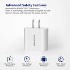 USB Wall Charger,  2Pack 15W 3-Port USB Charger Block with advanced safety features - approved for rOHS/CE/FCC Certification