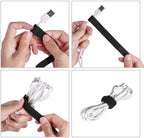 Step-by-step instructions showing how to fasten a reusable cable tie