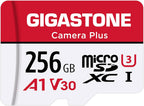 256GB micro SD card for dash cam with SD adapter and case on white background