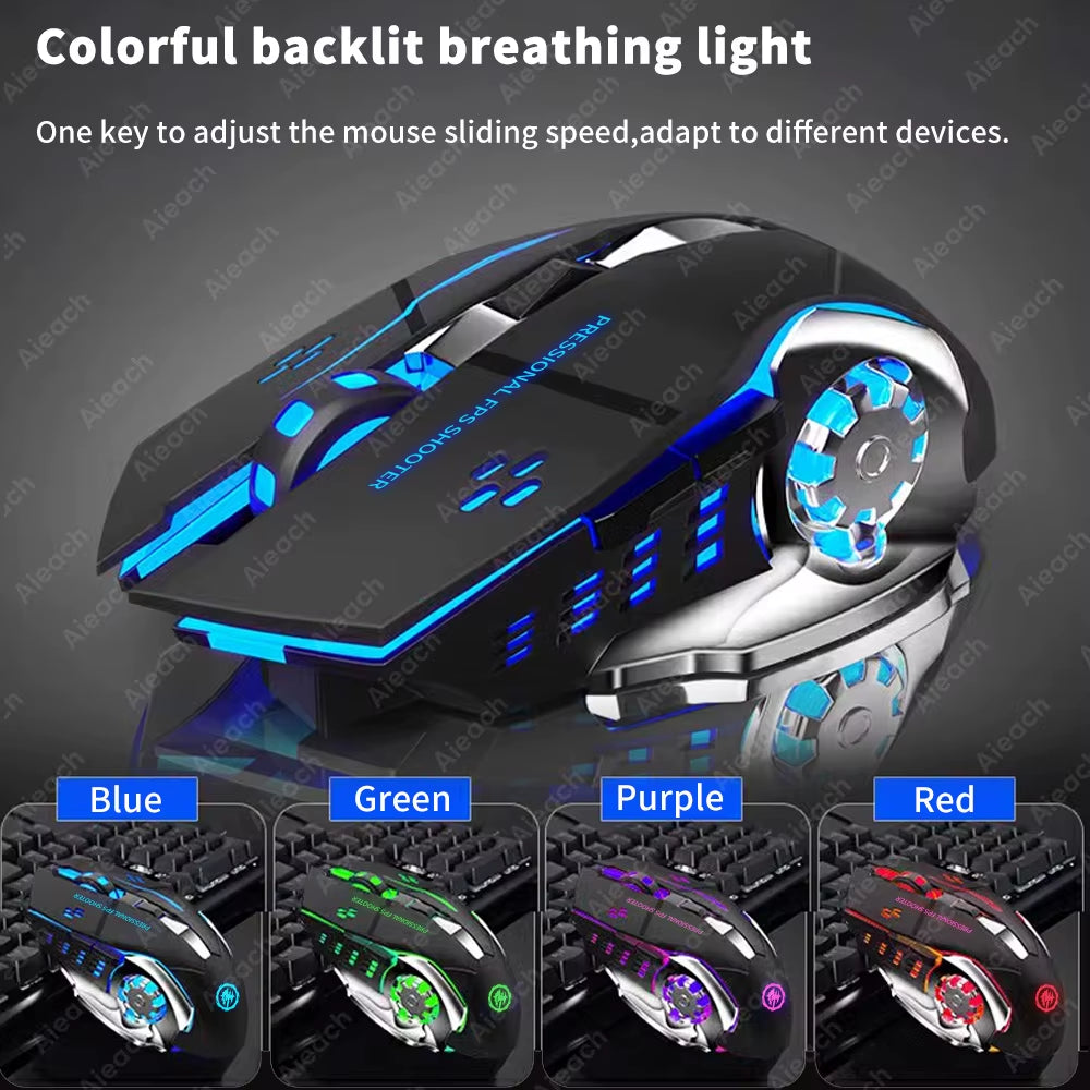 Rechargeable Wireless Mouse Gaming Computer Silent Bluetooth Mouse USB Mechanical E-Sports Backlight PC Gamer Mouse for Computer