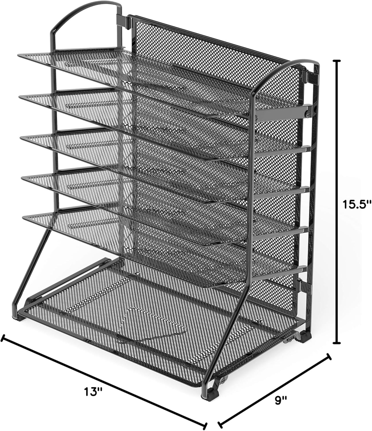 6-Tier Sliding File Organizer, Desk Letter Tray for Document and Mail Sorting, Black