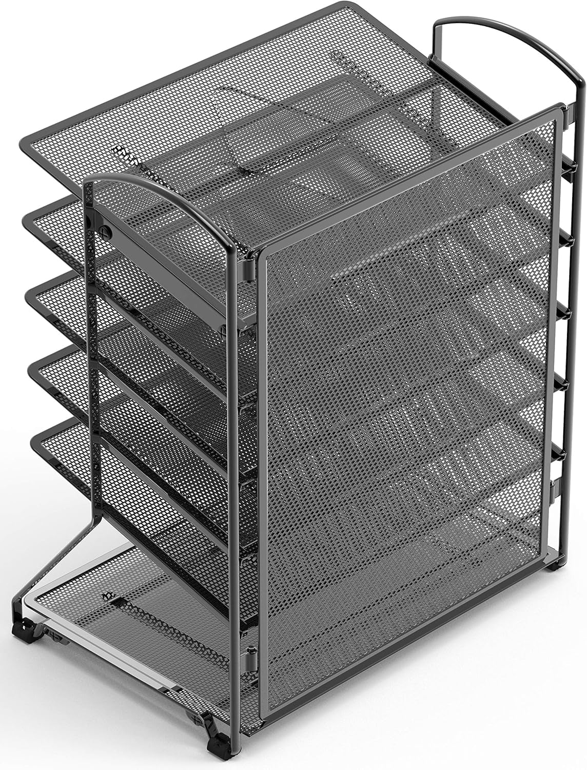 6-Tier Sliding File Organizer, Desk Letter Tray for Document and Mail Sorting, Black