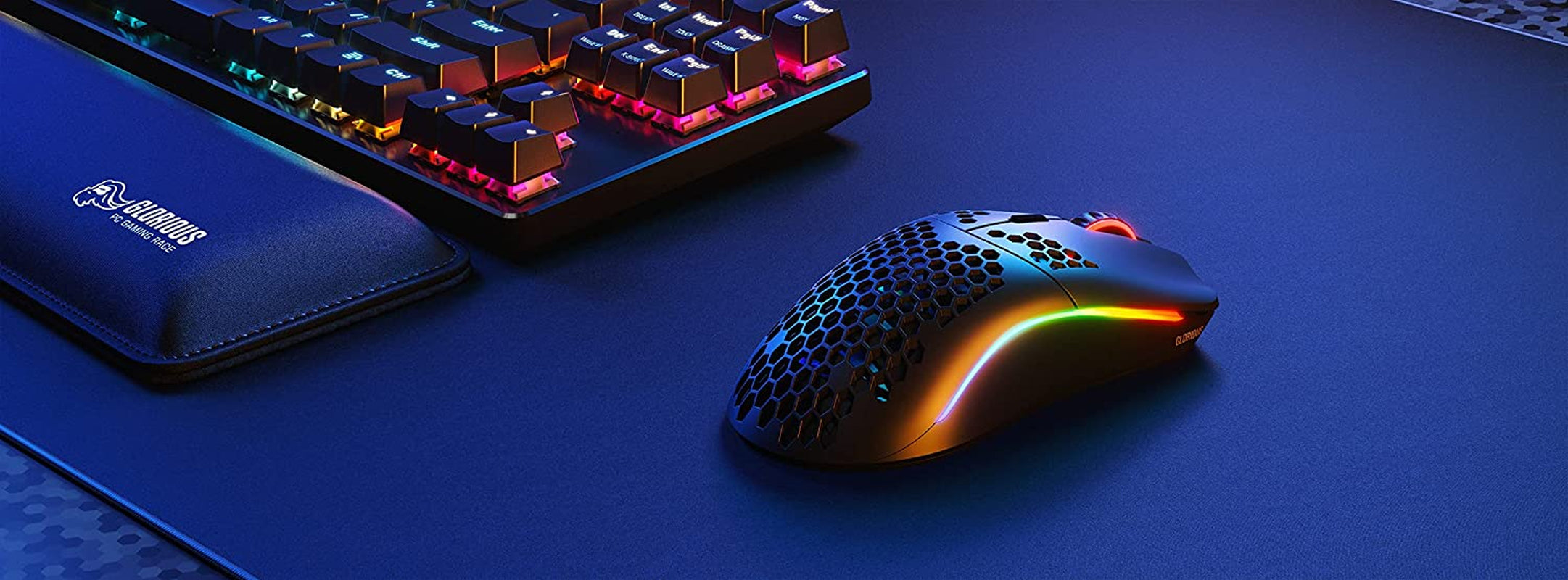 Glorious Model O Wireless Gaming Mouse - 69g lightweight next to RGB Mechanical keyboard and glorious wrist rest