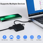 ICZI USB 3.0 Hub with 4 Ports connected to a laptop and smartphone on white desk