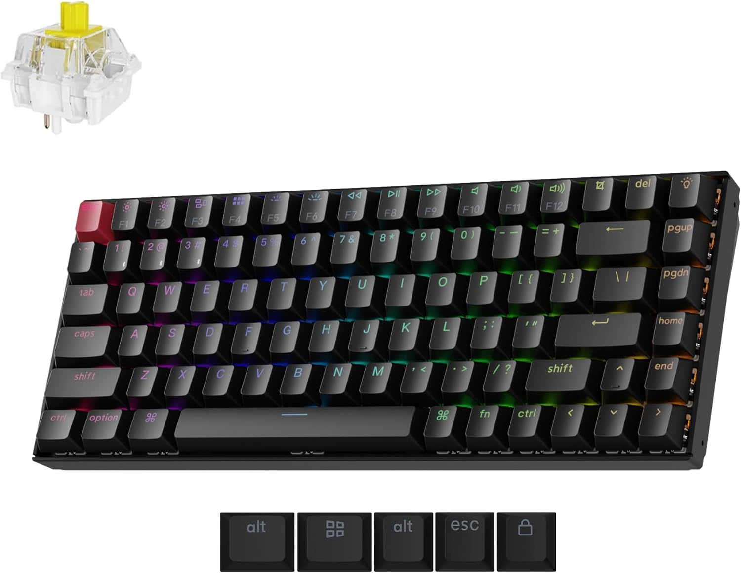 K2 75% Layout QMK Wireless and Wired Options Mechanical Keyboard Super Banana Switch, RGB Backlit with Shine-Through Double-Shot PBT Keycaps for Mac Windows-Version 3