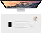 Large white desk pad 30x14 with keyboard and mouse on a desk setup