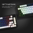 XVX White and Black Keycaps, Shine through PBT Keycaps Cherry Profile, Custom Key Caps Doubleshot 124 Keys Set, Universal Compatiability for 60%, 65%, 75%, 100% Keyboard