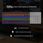 GM326 75% layout mechanical keyboard with 82 keys, NKRO anti-ghosting, and rainbow backlight feature callouts