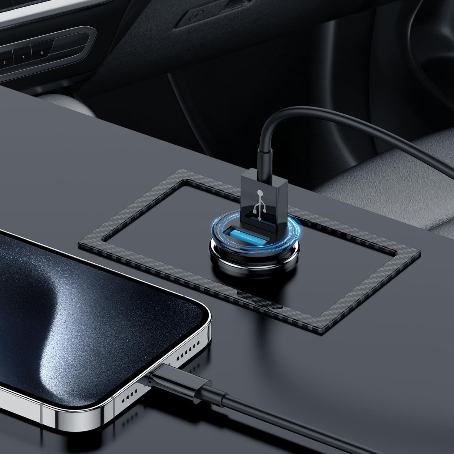 Iphone Car Charger Apple Certified, USB a Fast Car Charging Cable for Iphone 14 Pro Max/14/13 Pro/13/12 Mini/11 Pro/Xs/X/8 Plus/7/6/5S/Se, Dual Port USB Adapter Cigarette Lighter and Lightning Cord