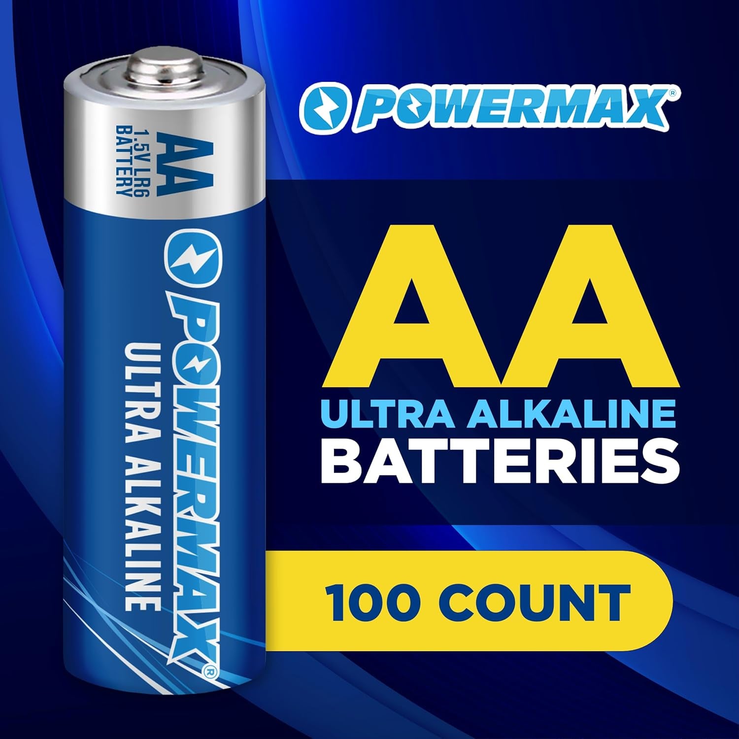 100-Count Double AA Batteries, Ultra Long Lasting Alkaline Battery for Home and Office, 10-Year Shelf Life, Reclosable Packaging