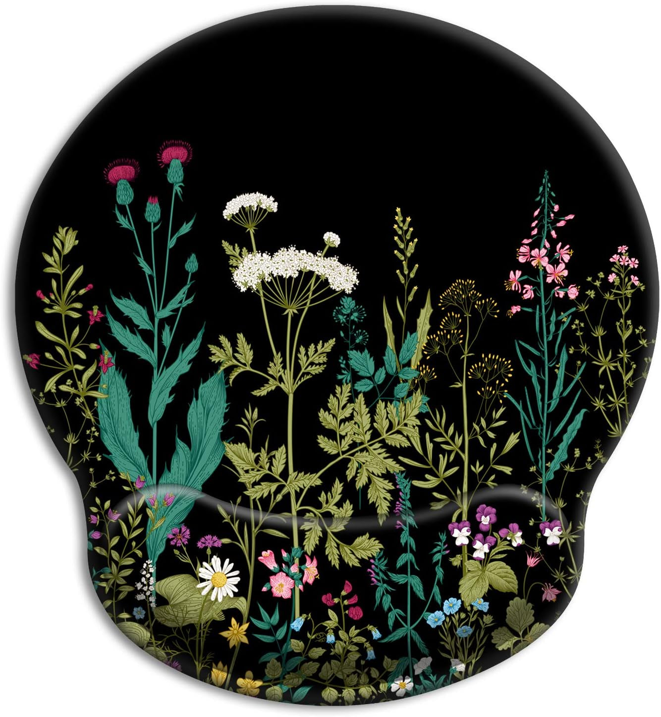 Ergonomic Mouse Pad with Wrist Support Gel [30% Larger], Cute Soft Wrist Rest Pad with Non-Slip Rubber Base, Easy Typing & Pain Relief - Garden Flowers
