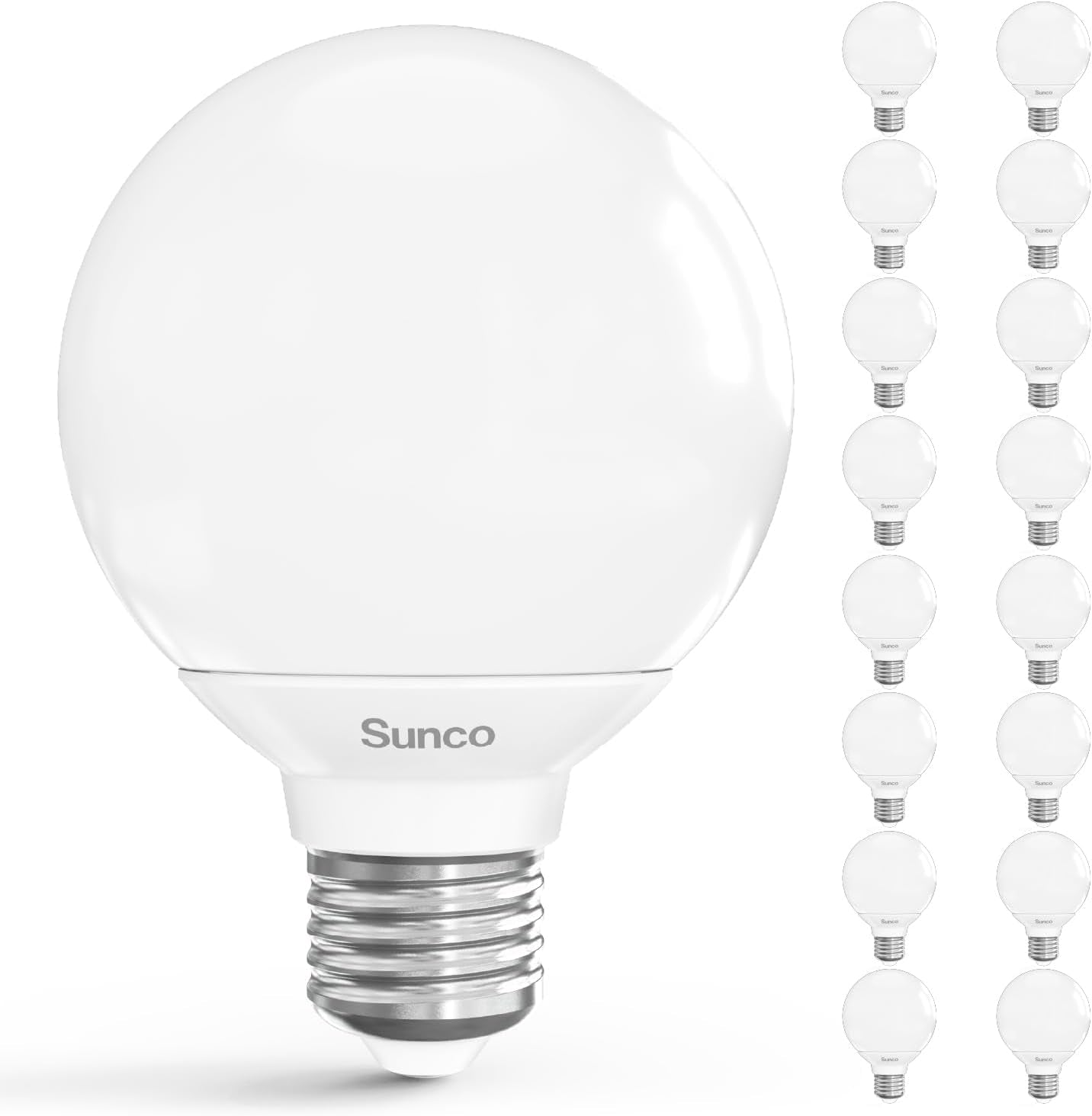 Sunco 16 Pack G25 LED Light Bulbs, Vanity Globe Bathroom Light Bulb, 450 LM, 6000K Daylight Deluxe, 6W (40W Equivalent), Dimmable Mirror Vanity Decorative Bulb, E26 Base UL.