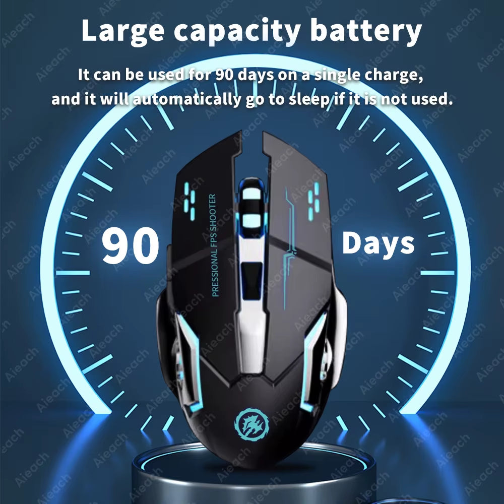 Rechargeable Wireless Mouse Gaming Computer Silent Bluetooth Mouse USB Mechanical E-Sports Backlight PC Gamer Mouse for Computer