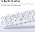 Keyboard tilted with blue arcs illustrating N-key rollover